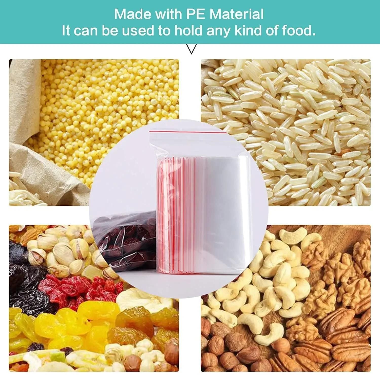 100-Pack Ziplock Blixtlåspåsar - Transparenta, Återförslutningsbara och Livsmedelsgodkänd