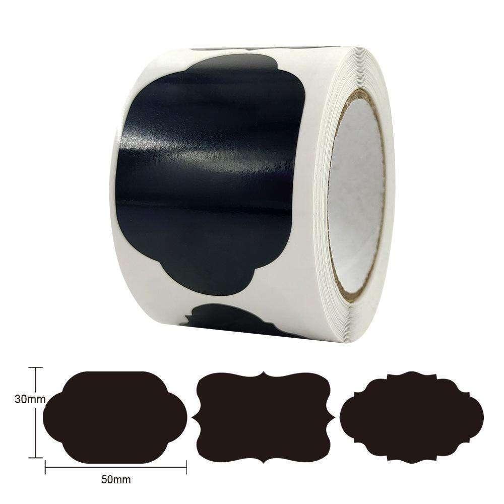 150 Svarta Tavlan-etiketter för Burkar + Griffelpenna