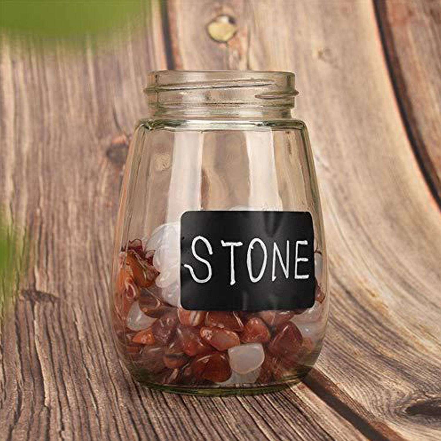 150 Svarta Tavlan-etiketter för Burkar + Griffelpenna