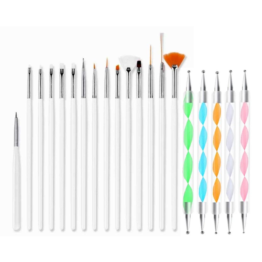 Set med 20 st Nagelverktyg - Penslar och Dotting Tools