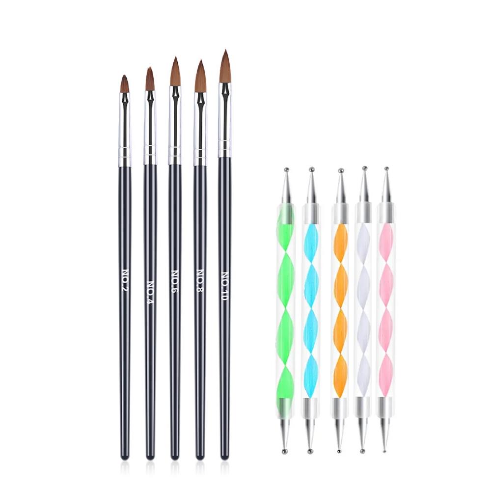 Nail Art Set - 5 Decoration Brushes & Dotting Tool