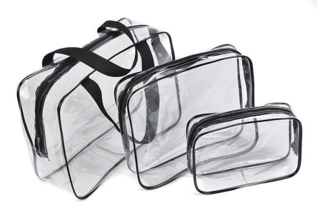3 pcs Necessary transparent transparent make-up bag