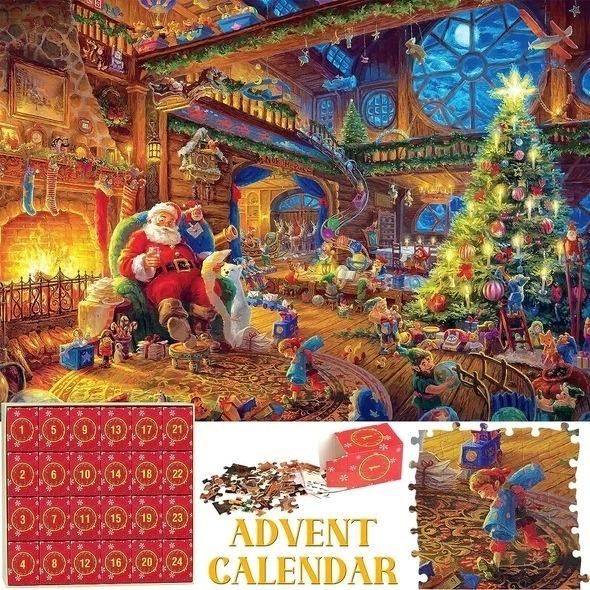 Pussel Adventskalender 2024 – Julpussel med 1008 Bitar “Jultomte”