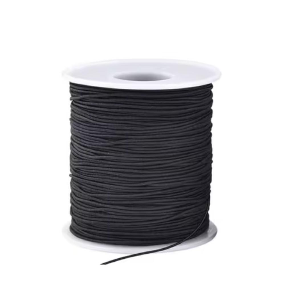 Svart Nylonklädd Elastisk Tråd – 50 meter, 0,6 mm för Smycken och Hantverk