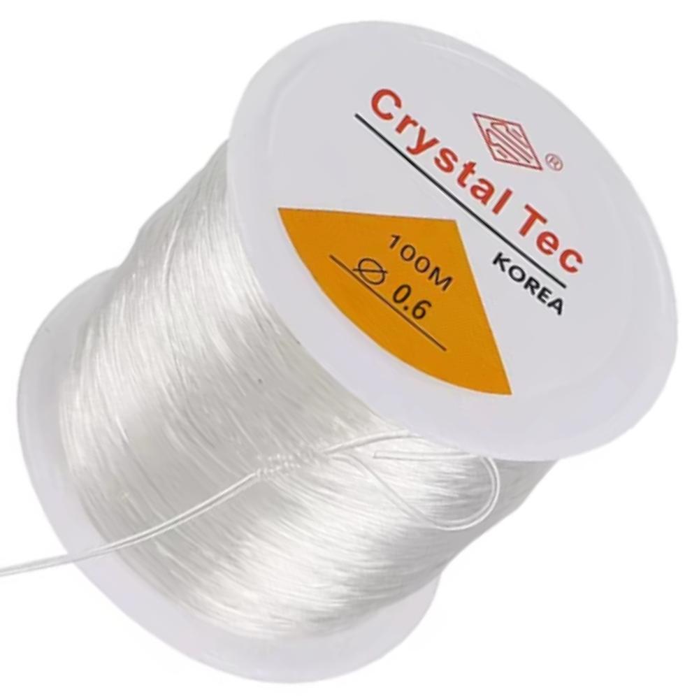 Transparent elastisk tråd för smyckestillverkning med pärlor – 0,6 mm, 100m