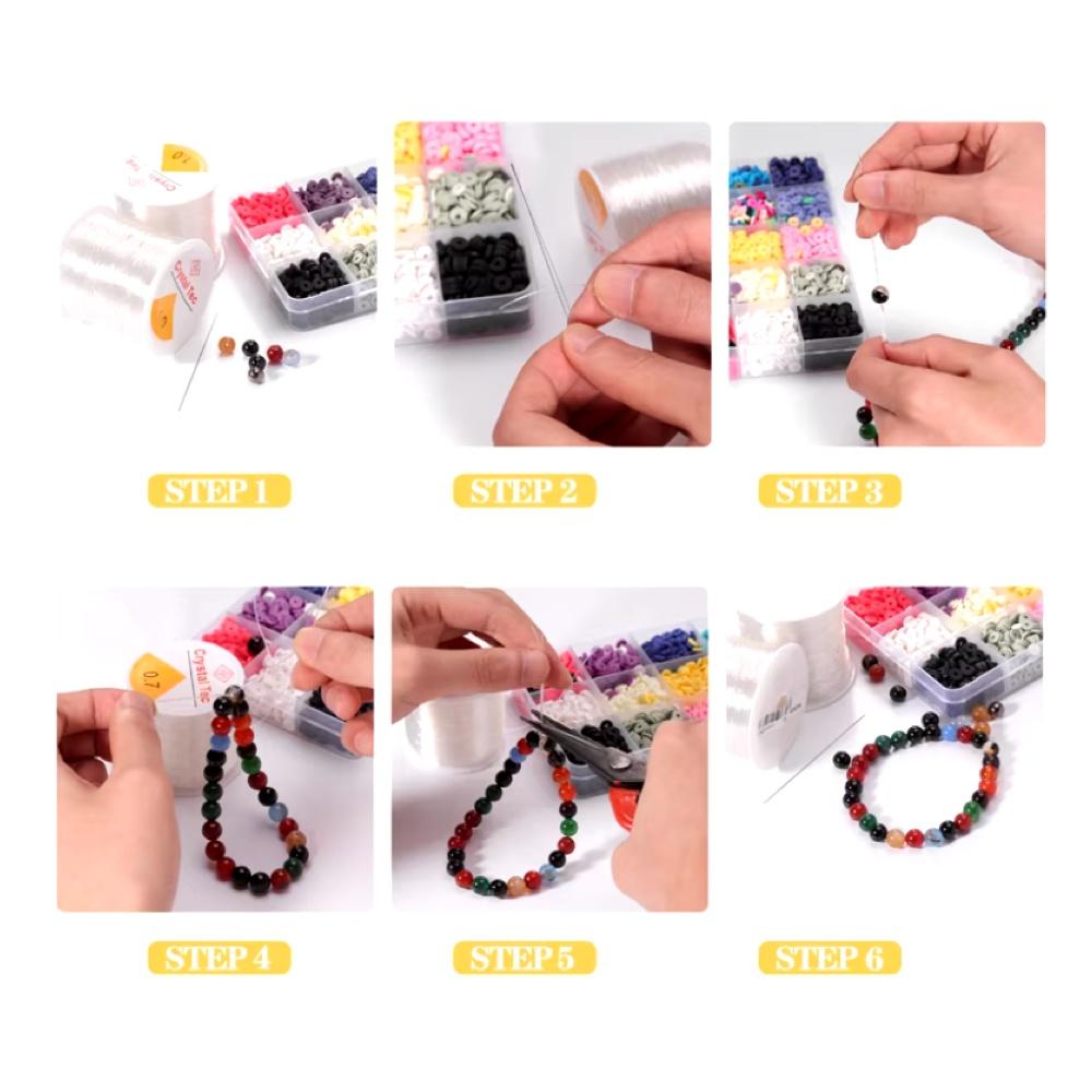 Transparent elastisk tråd för smyckestillverkning med pärlor – 0,6 mm, 100m