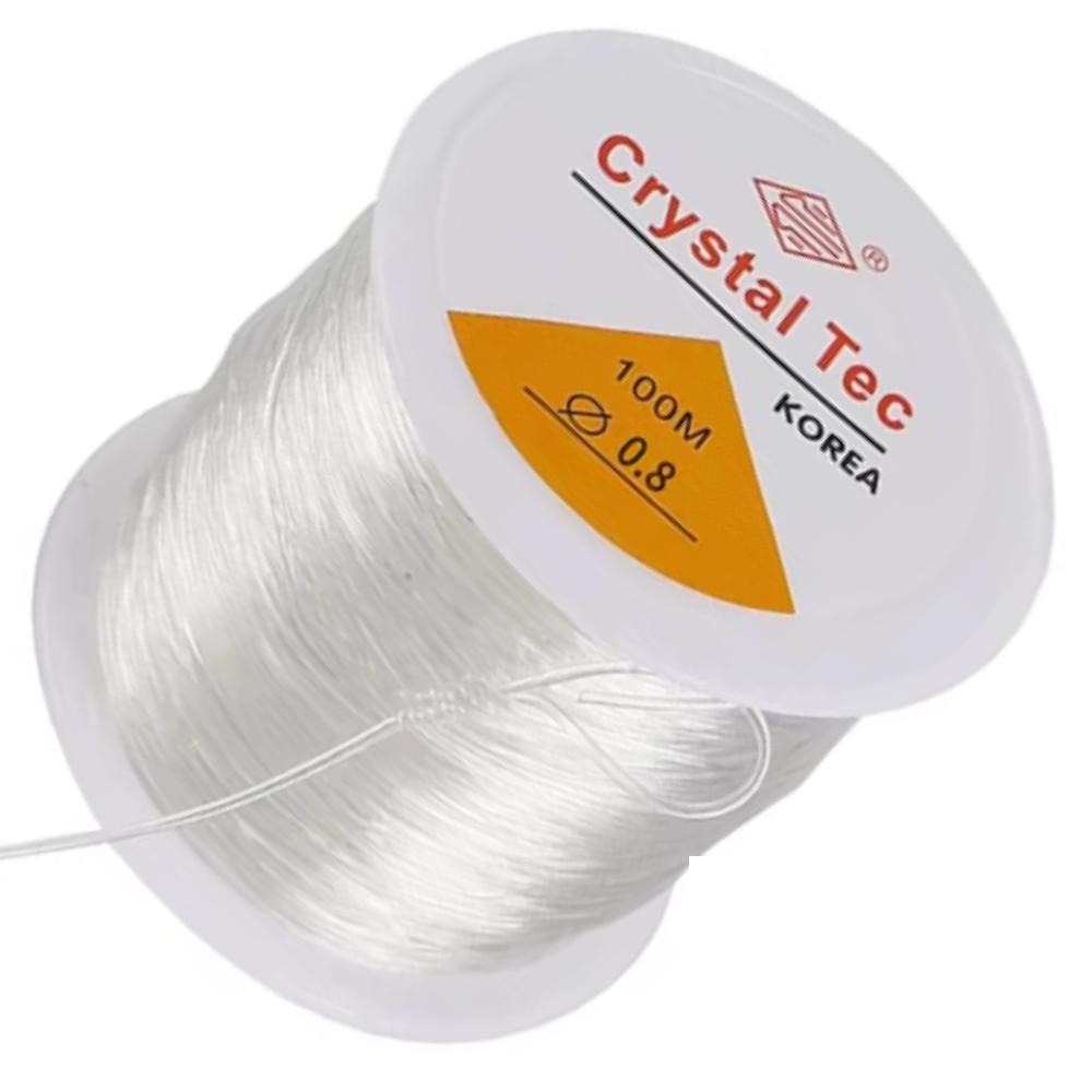 Transparent elastisk tråd för smyckestillverkning med pärlor – 0,8 mm, 100m
