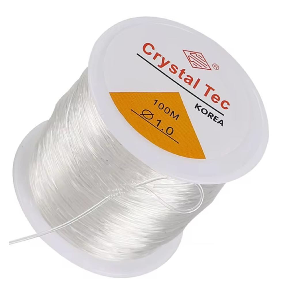 Transparent elastisk tråd för smyckestillverkning med pärlor – 1mm, 100m