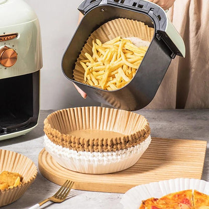 100st Engångspapper Pergamentformar för Air Fryer - Enkel och Rengöringsfri Matlagning