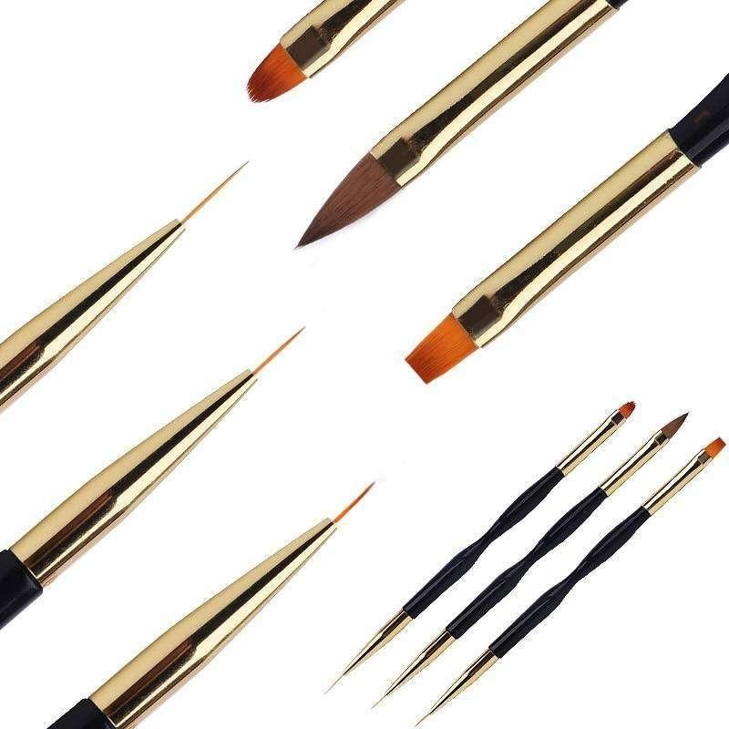 Lyxigt Nagelkonstset - 3 Dubbelsidiga Akryl/UV Penslar Dotting Tools