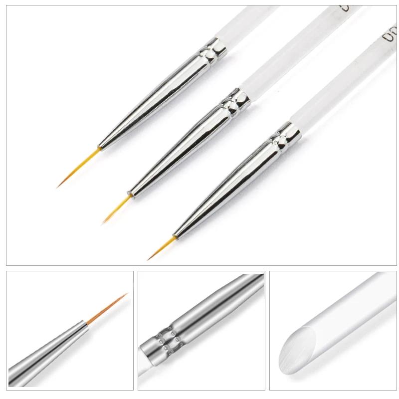 Perfekt Nagelkonstset - 3 Nail Art Penslar &amp; 5 Dotting Tools