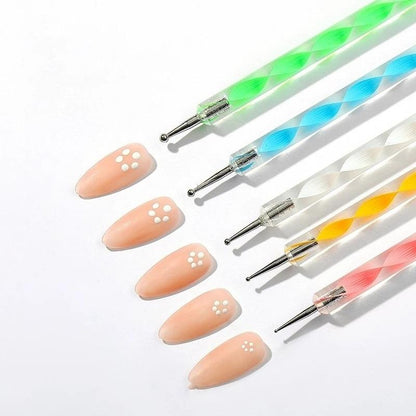 Ultimata Nagelkonstsetet - 12 Nail Art Penslar &amp; 5 Dotting Tools
