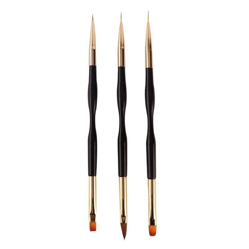 Lyxigt Nagelkonstset - 3 Dubbelsidiga Akryl/UV Penslar Dotting Tools