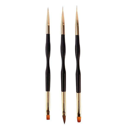 Lyxigt Nagelkonstset - 3 Dubbelsidiga Akryl/UV Penslar Dotting Tools