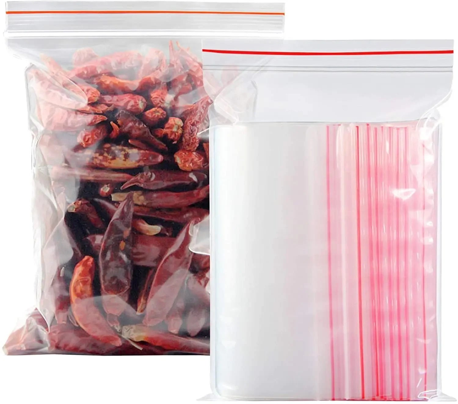 200-Pack Ziplock Blixtlåspåsar - Transparenta, Återförslutningsbara och Livsmedelsgodkänd