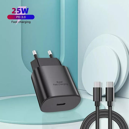 25W Samsung Snabbladdare Adapter &amp; Kabel USB-C 2m