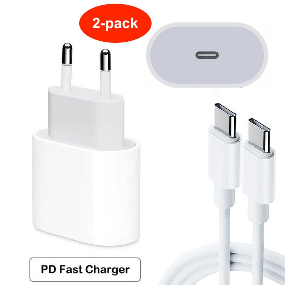 2-pack Samsung Snabbladdare - Adapter &amp; Kabel 20W USB-C 2m