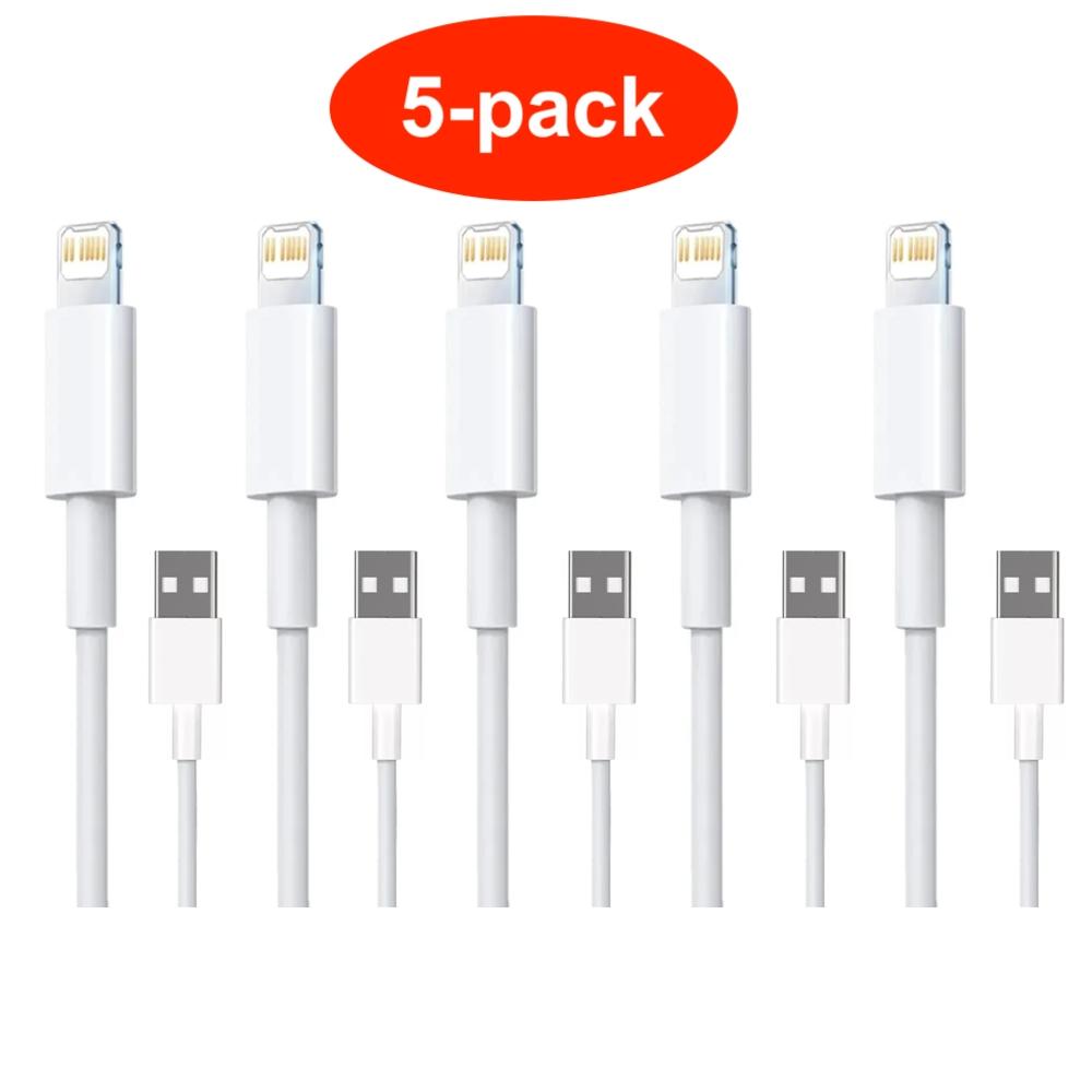 5-PACK Lightning Charging Cable for iPhone 14/13/12/11/Xs/Max/X/8/7/6/5SE