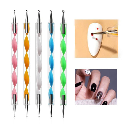 5 Dubbelsidiga Dotting Pens - Det Perfekta Setet för Nagelkonst