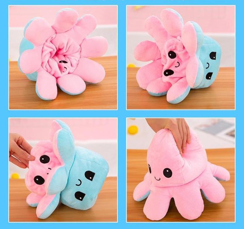 Dubbelsidig vändbar bläckfisk plyschleksaker, Reversible Octopus