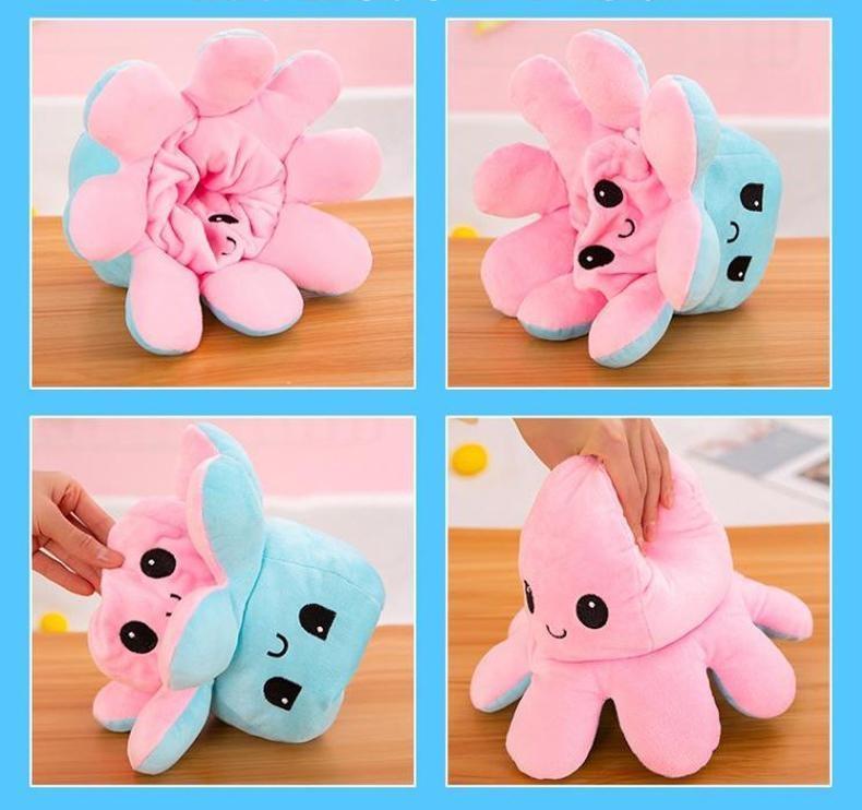 Dubbelsidig vändbar bläckfisk plyschleksaker, Reversible Octopus