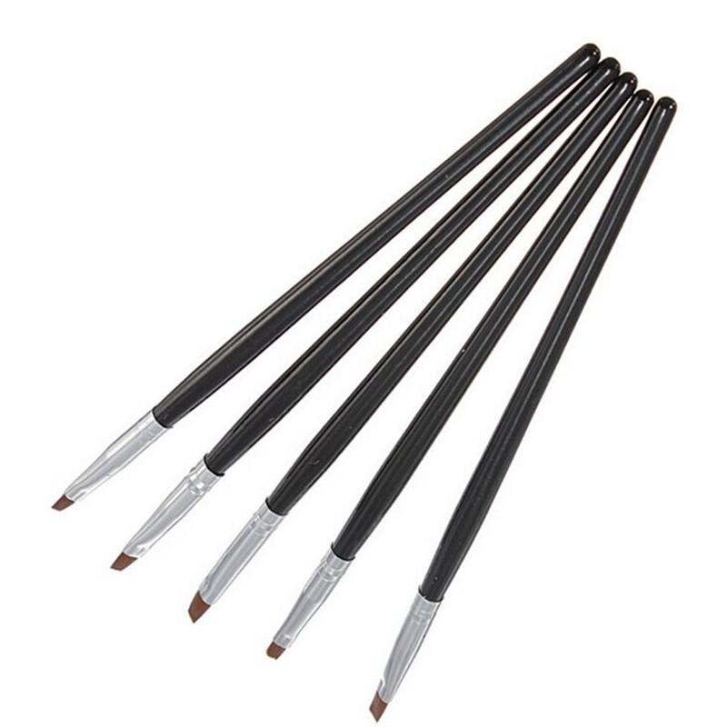 Exklusivt Set för Nagelkonst - 5 Svarta UV Penslar &amp; Dotting Tool