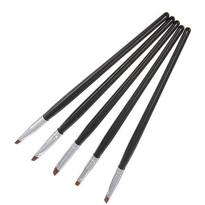Exklusivt Set för Nagelkonst - 5 Svarta UV Penslar &amp; Dotting Tool