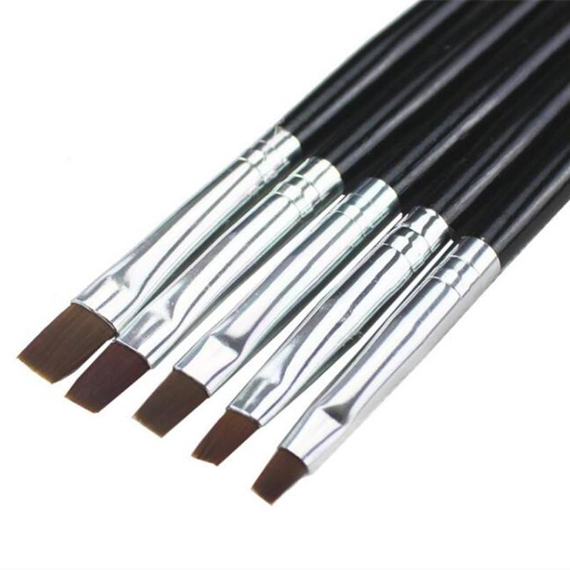 Exklusivt Set för Nagelkonst - 5 Svarta UV Penslar &amp; Dotting Tool
