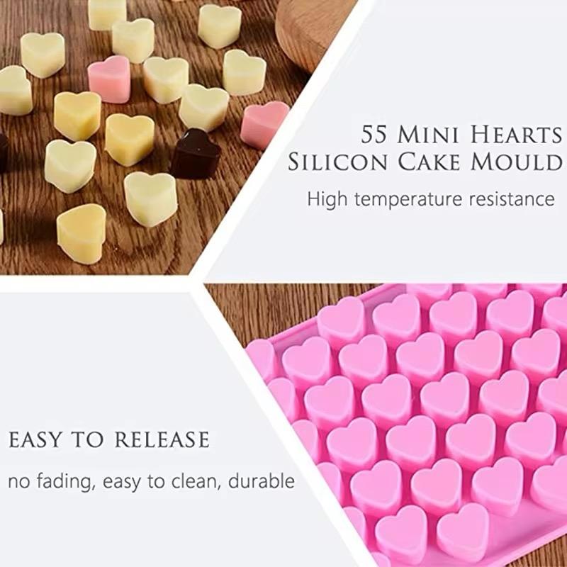 Hjärtformad Silikonform för Is, Choklad &amp; Gelé - 3-pack