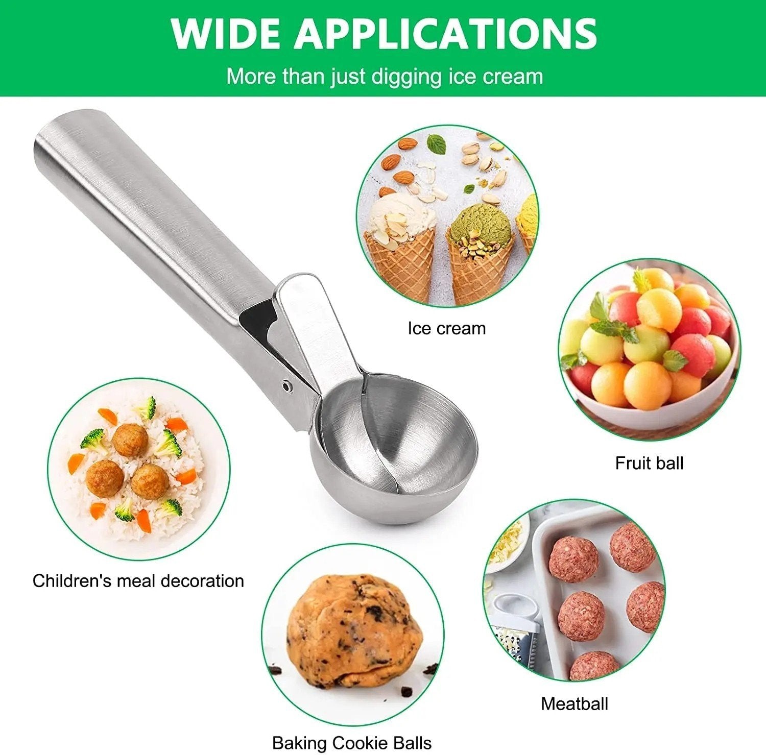Large Ice Scoop with Ejector - Perfect Ice Balls with 1 Click