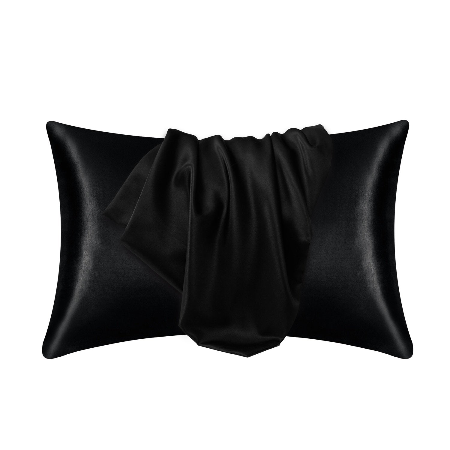 Lyxigt Satinörngott - Set med 2 Kuddfodral, 50 x 66 cm - Svart