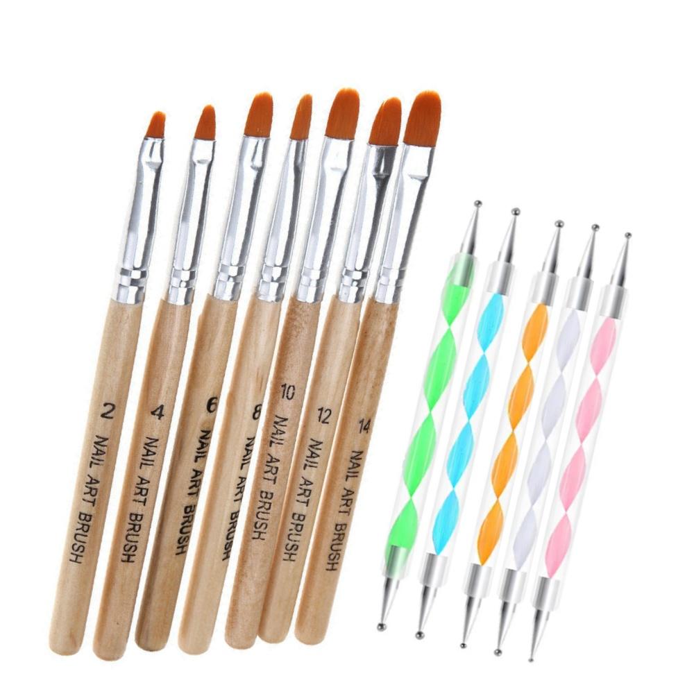 Nagelverktyg - 7 Penslar &amp; 5 Dotting Tools för Perfekt Nagelkonst