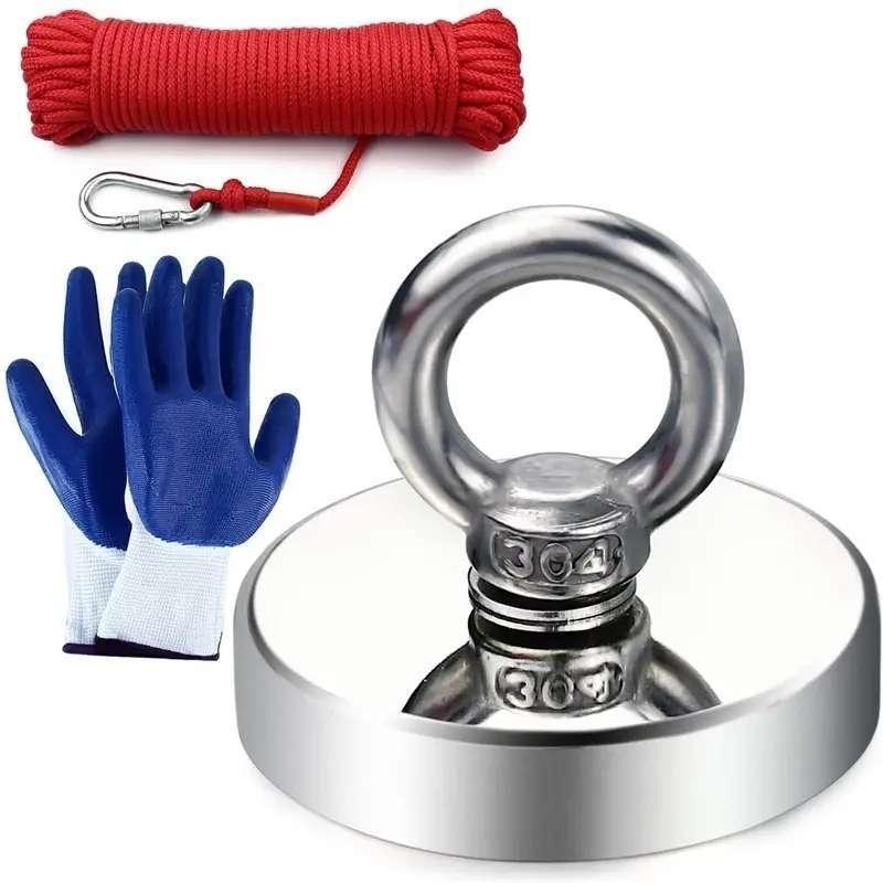 Neodymium magnet, Fishing magnet 150kg, 10 Meter Rope &amp;amp; Protective gloves
