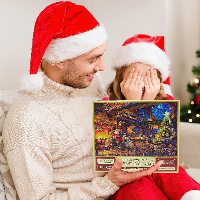Pussel Adventskalender 2024 – Julpussel med 1008 Bitar “Jultomte”