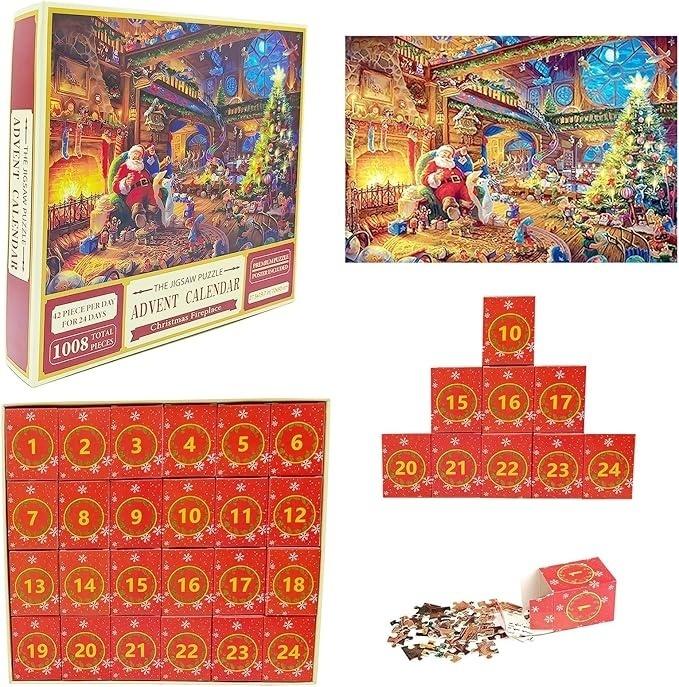 Pussel Adventskalender 2024 – Julpussel med 1008 Bitar “Jultomte”