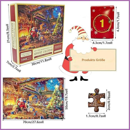 Pussel Adventskalender 2024 – Julpussel med 1008 Bitar “Jultomte”