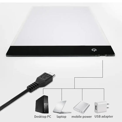LED Ritplatta A4 med 3 Ljusstyrkor ljusbord/ljusplatta