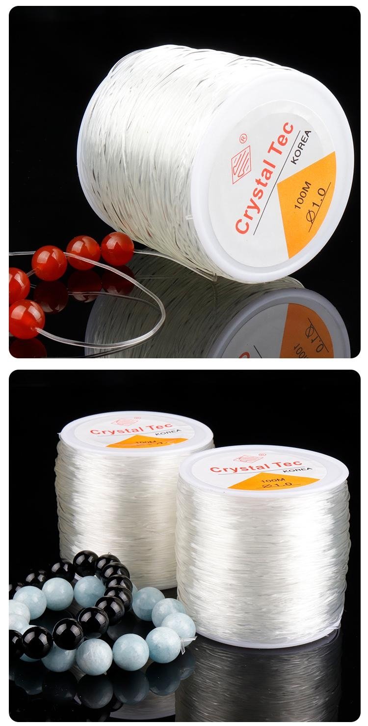 Transparent elastisk tråd för smyckestillverkning med pärlor – 0,6 mm, 100m